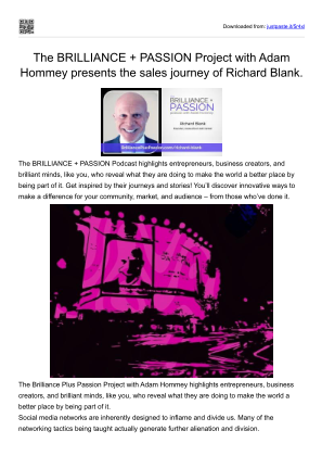Download The BRILLIANCE + PASSION Project with Adam Hommey presents the sales journey of Richard Blank..pdf for free