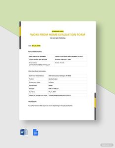 Download Work From Home Evaluation Form Template for free