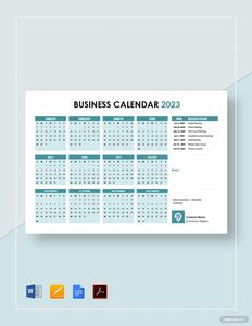 Download Printable Business Calendar Template for free