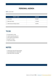 Download Personal Agenda Template for free