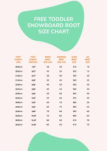 Download Toddler Snowboard Boot Size Chart for free