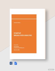 Download Startup Break Even Analysis Template for free
