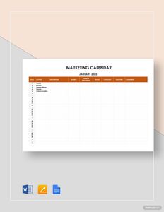 Download Sample Marketing Calendar Template for free