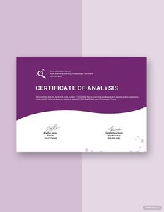 Download editable Certificate of Analysis Template for free
