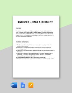 Download One Page End-User License Agreement Template for free