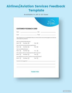 Download Airlines/Aviation Services Feedback Form Template for free
