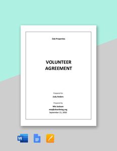 Download Simple Volunteer Agreement Template for free