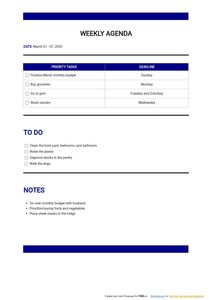 Download My Weekly Agenda Template for free