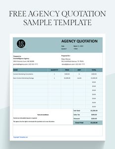 Download Agency Quotation Sample Template for free