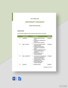 Download Sample University Checklist Template for free
