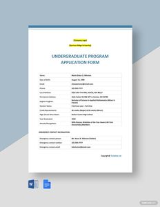 Download Sample University Application Form Template DOCX for free