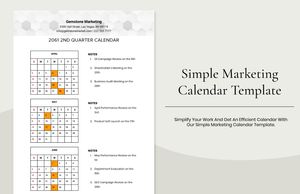 Download Simple Marketing Calendar Template for free