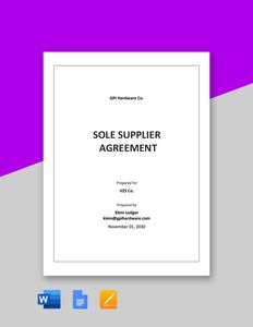 Download Sole Supplier Agreement Template for free