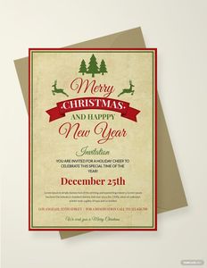 Download Vintage Christmas Invitation Template for free