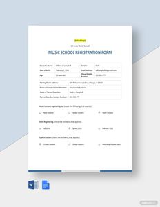 Download Music School Registration Form Template for free