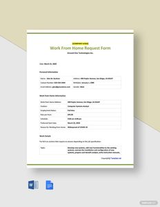Download Sample Work From Home Request Form Template for free