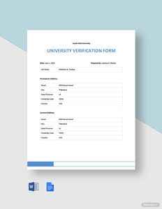 Download University Verification Form Template for free