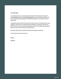 Download Thank You Letter to Recruiter Agency for free