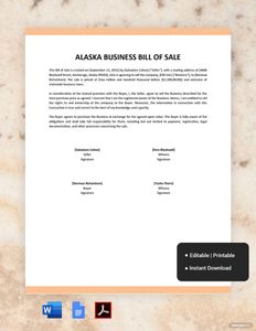Download Alaska Business Bill Of Sale Form Template for free