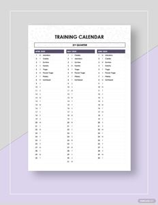 Download Sample Training Calendar Template for free