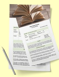 Download Short Book Review Template for free