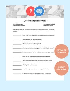 Download General Knowledge Quiz Template for free