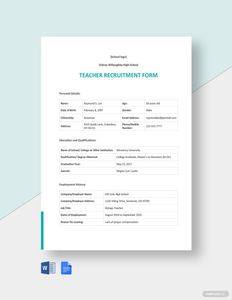 Download Teacher Recruitment Form Template for free