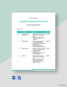 Download University Preparation Checklist Template for free