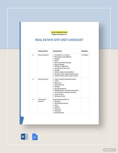 Download Real Estate Site Visit Checklist Template for free