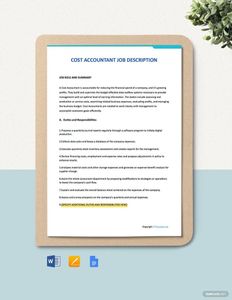 Download Cost Accountant Job Ad/Description Template for free