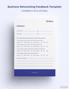 Download Business Networking Feedback Form Template for free