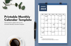Download Printable Monthly Calendar Template for free