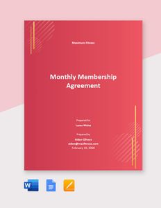 Download Monthly Membership Agreement Template for free