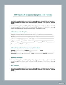 Download HR Professionals Association Complaint Form Template for free