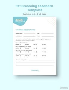Download Pet Grooming Feedback Form Template for free