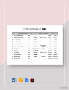 Download Printable Event Calendar Template for free