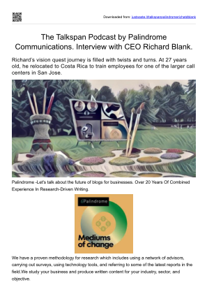 Descargar The Talkspan Podcast. Palindrome Communications BPO guest Richard Blank Costa Ricas Call Center.pdf gratis