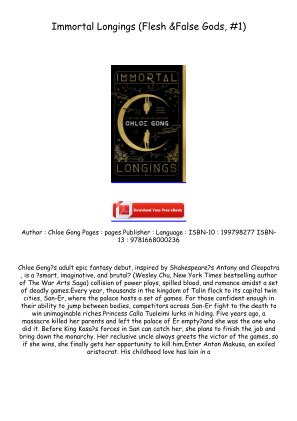 Download Read [PDF/EPUB] Immortal Longings (Flesh & False Gods, #1) Free Download for free