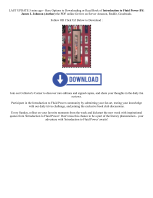 ดาวน์โหลด PDF [Download] Introduction to Fluid Power By  James L Johnson (Author)  Full Episode ได้ฟรี
