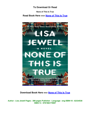 Download LINK EPub Download None of This Is True pdf By Lisa Jewell.pdf for free