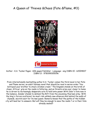 Download Download [PDF/BOOK] A Queen of Thieves & Chaos (Fate & Flame, #3) Free Read for free