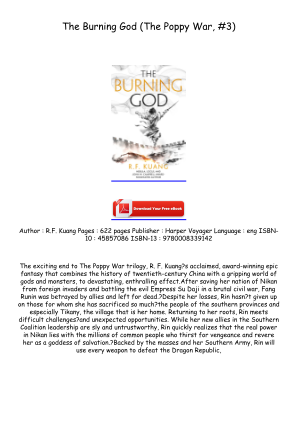 Télécharger Get [PDF/EPUB] The Burning God (The Poppy War, #3) Free Download gratuitement