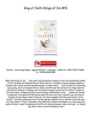 Télécharger Read [EPUB/PDF] King of Sloth (Kings of Sin #4) Free Download gratuitement