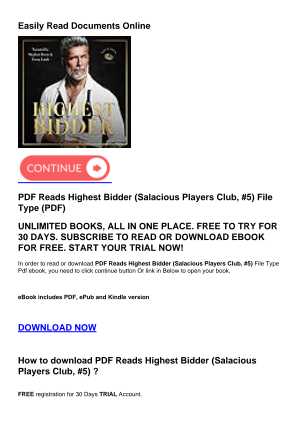 PDF Reads Highest Bidder (Salacious Players Club, #5) را به صورت رایگان دانلود کنید