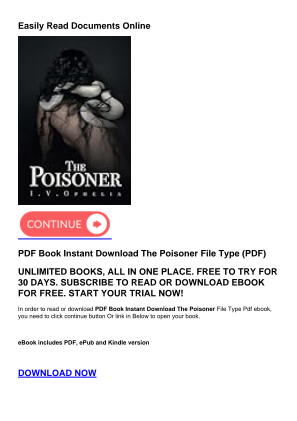 Download PDF Book Instant Download The Poisoner for free