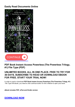 Baixe PDF Book Instant Access Powerless (The Powerless Trilogy, #1) gratuitamente