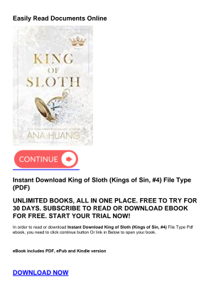 Descargar Instant Download King of Sloth (Kings of Sin, #4) gratis