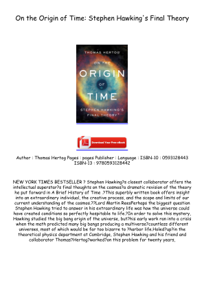 Download Get [PDF/BOOK] On the Origin of Time: Stephen Hawking's Final Theory Full Page for free