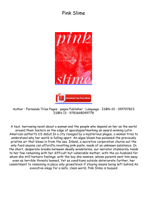 Télécharger Read [PDF/BOOK] Pink Slime Free Read gratuitement