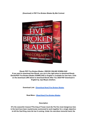 Baixe (PDF) DOWNLOAD Five Broken Blades By _ (Mai Corland).pdf gratuitamente